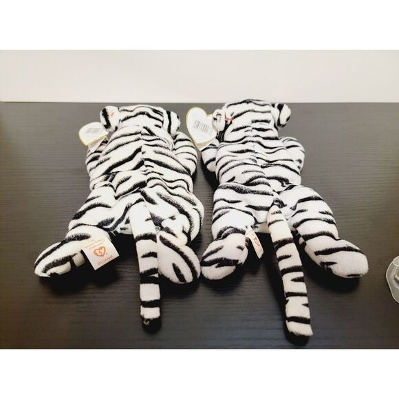 Blizzard White Tiger Lot of 2 Ty Beanie Babies #4163 1996 Retired PVC - Picture 5 of 11